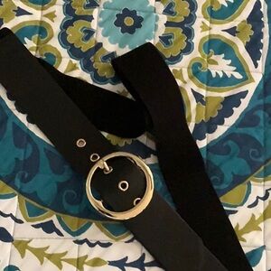 Plus Size stretch Black Belt with Gold Buckle